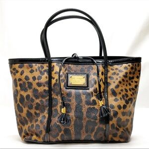Dolce & Gabbana Black and Brown Leopard Tote